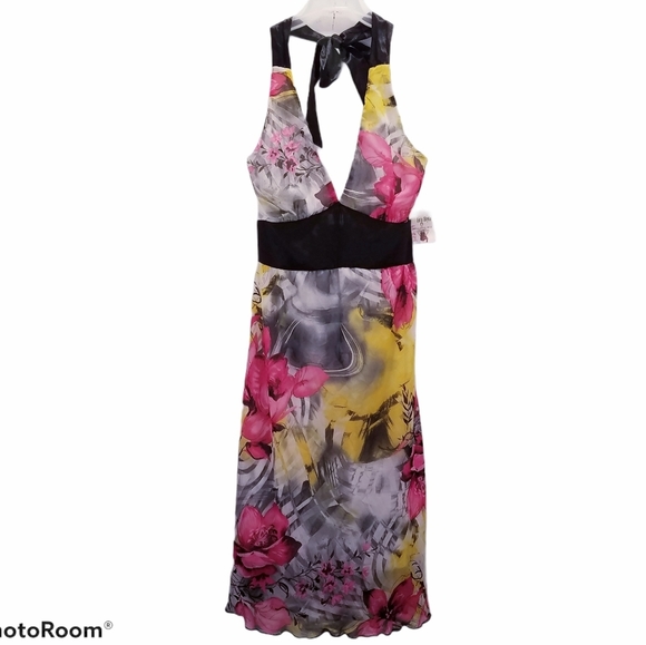 Cefian USA Women's Size Small Dress Floral Halter Party Watercolored Bridesmail - Picture 1 of 10